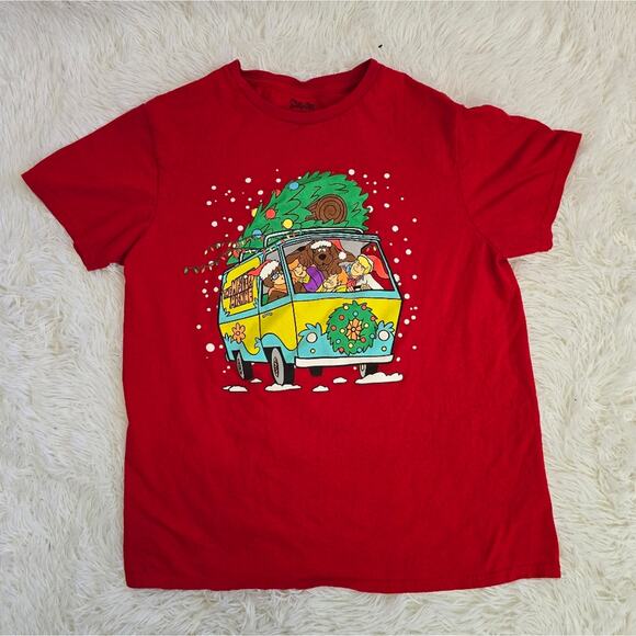 Scooby Doo Red Christmas Van Holiday Graphic Tee Size Medium - Picture 8 of 9